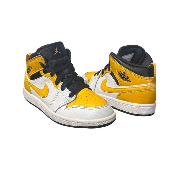 NIKE AIR JORDAN 1 Boys Mid White University Gold Black size 1.5
